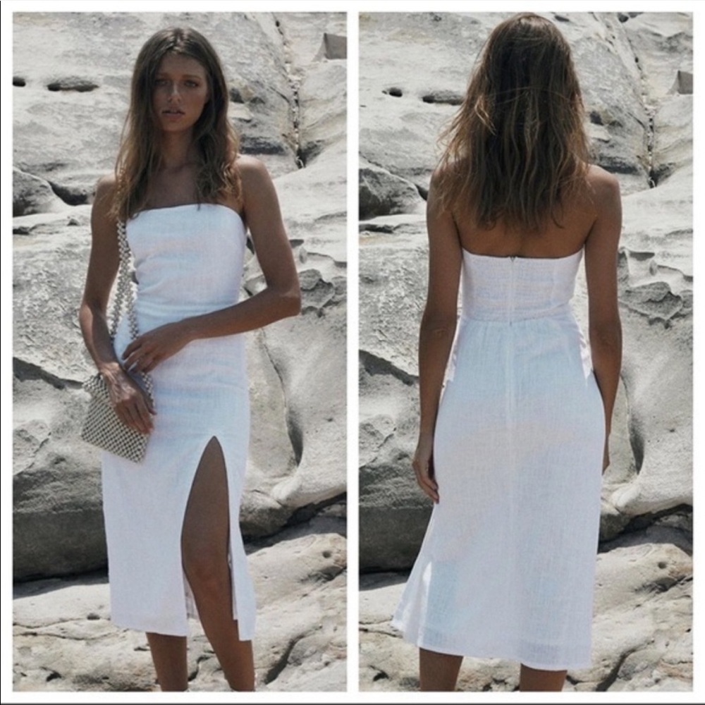 SNDYs White Serena Midi Dress NWT